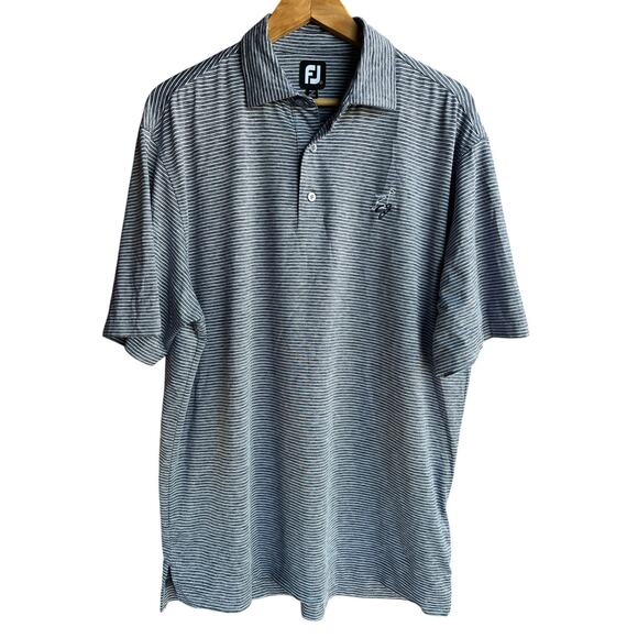 Footjoy Performance Golf Polo Shirt Mens LARGE Gray  Striped Stretch - Picture 1 of 7